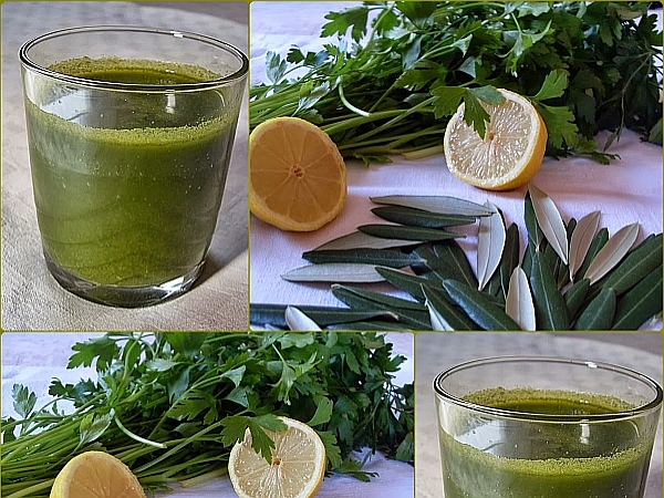 Jus énergique : persil, citron et feuilles d’olivier :: vegan